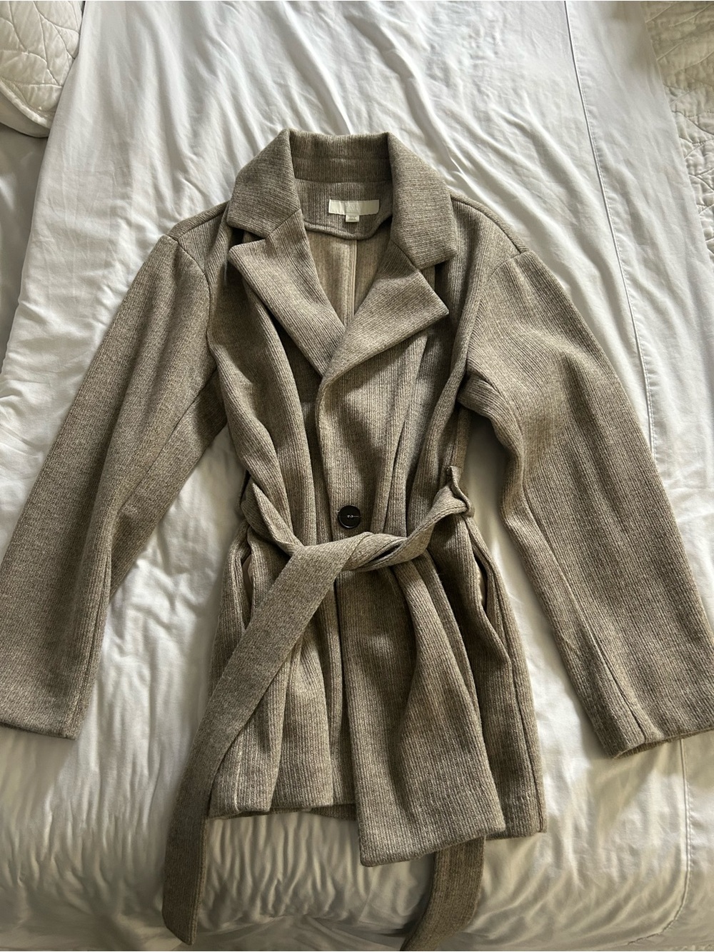 NWOT Zara Taupe Belted Knit Coat
